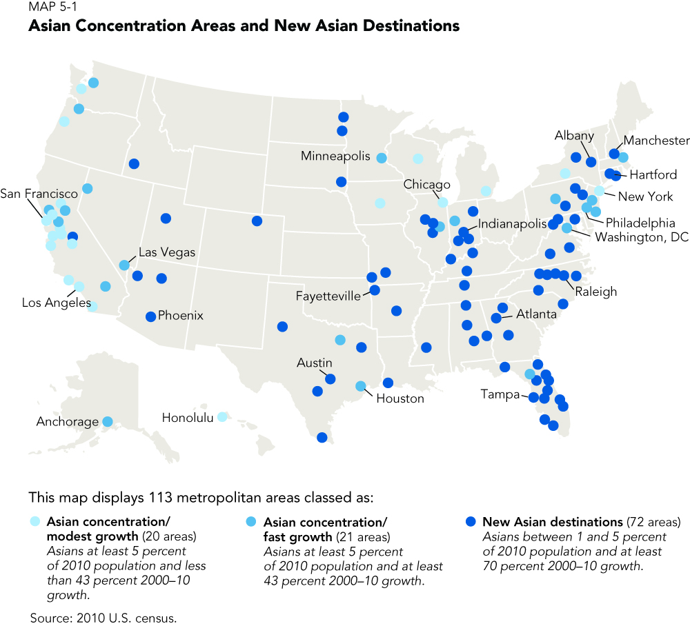 map asians in the us